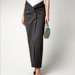 NWT Alexander Wang Satin-Trimmed Wool Maxi Skirt